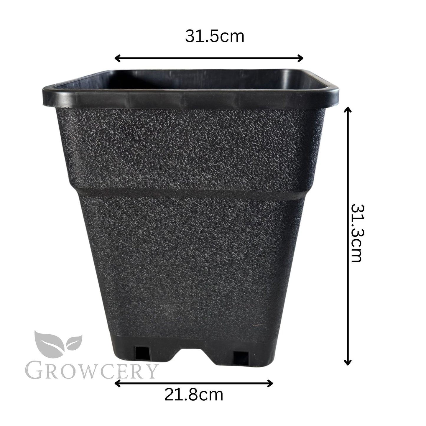 16L square plastic plant pot with 31.5cm width and 31.3cm height – heavy-duty material for strong root support and easy transplanting