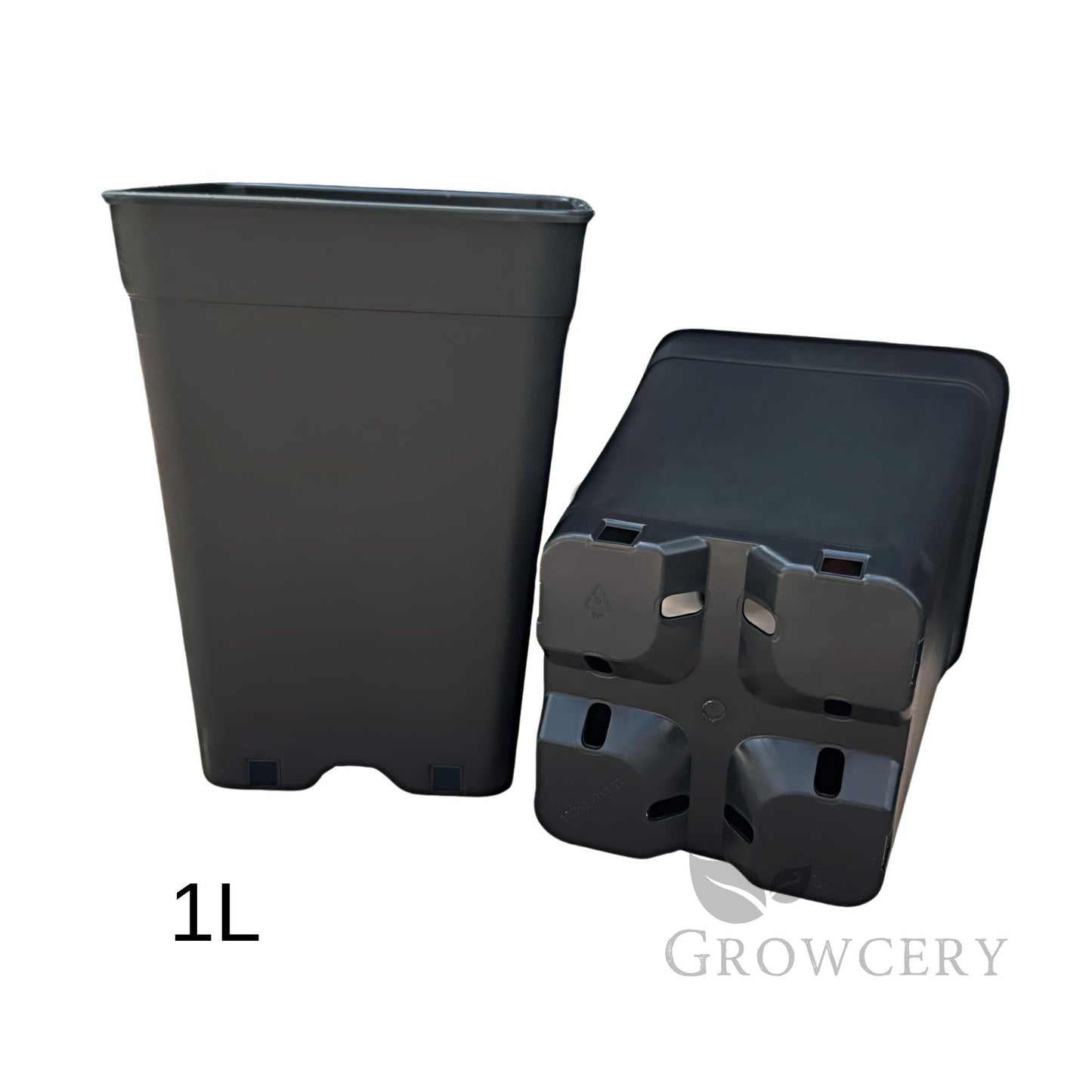 1L black plastic square pot – space-saving, tough container perfect for herbs, cuttings, and small plants