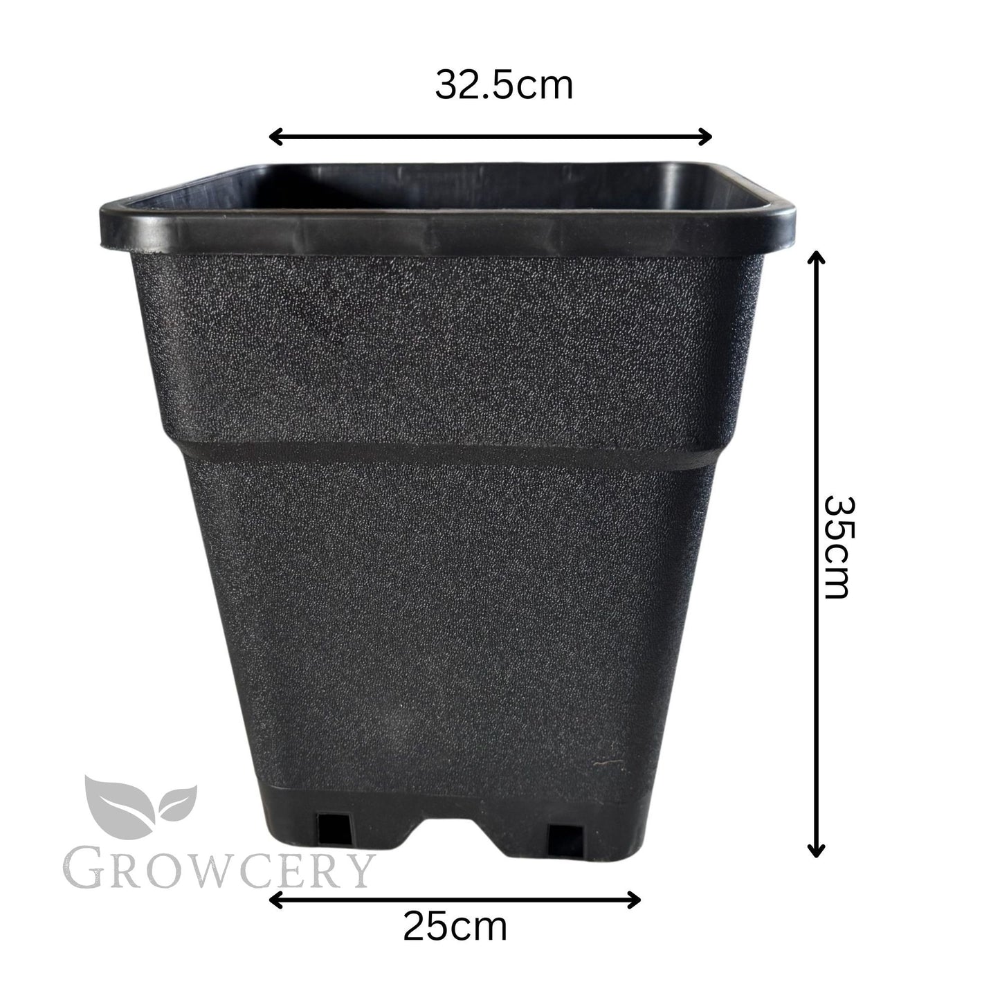 25L square plastic plant pot with 32.5cm width and 35cm height – heavy-duty material for strong root support and easy transplanting