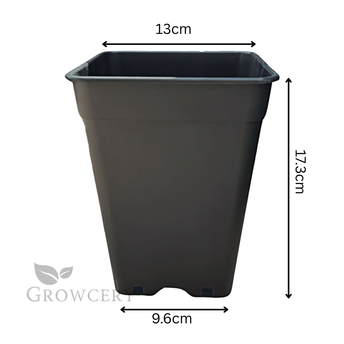 2L square plastic plant pot with 13cm width and 17.3cm height – heavy-duty material for strong root support and easy transplanting