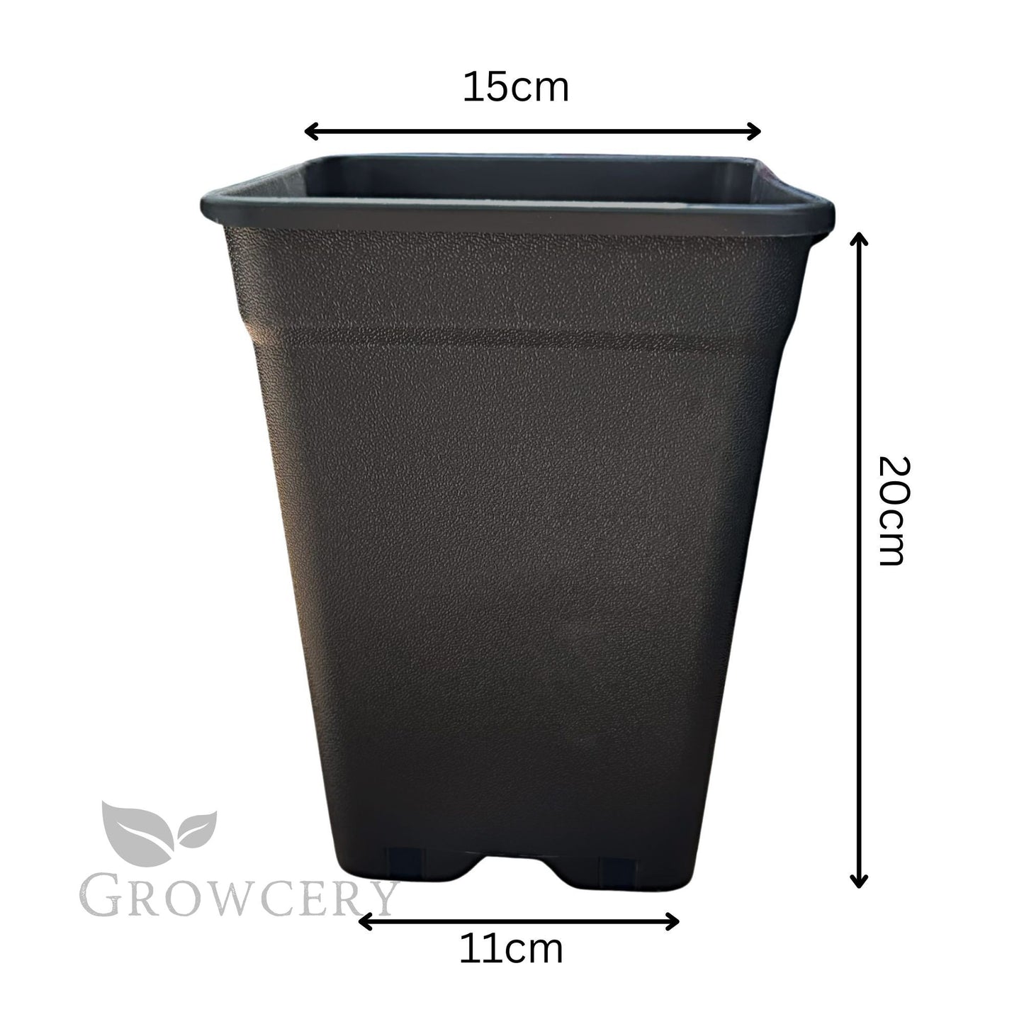 3.5L square plastic plant pot with 15cm width and 20cm height – heavy-duty material for strong root support and easy transplanting