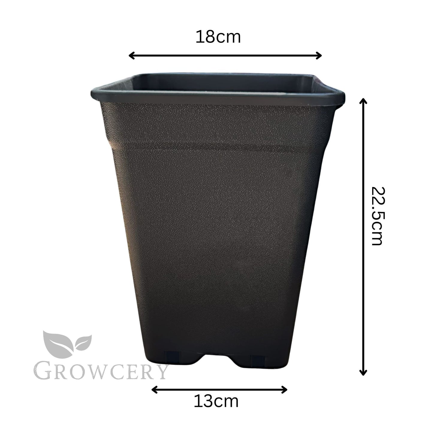 5L square plastic plant pot with 18cm width and 22.5cm height – heavy-duty material for strong root support and easy transplanting
