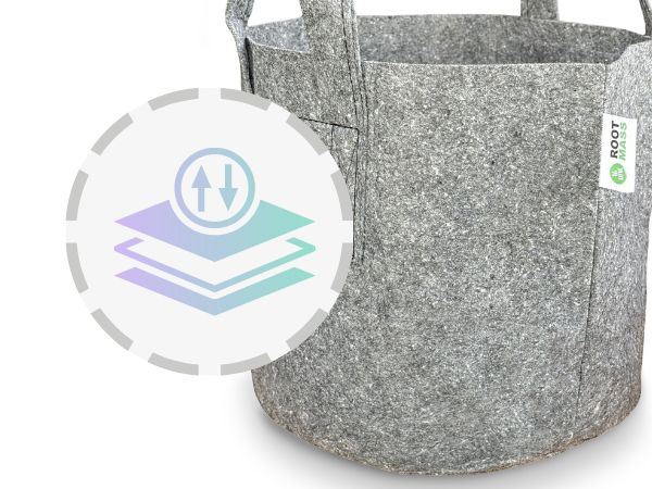 Growcery Grey Fabric Grow Bags – Close-Up of Breathable Nonwoven Fabric for Optimal Root Aeration