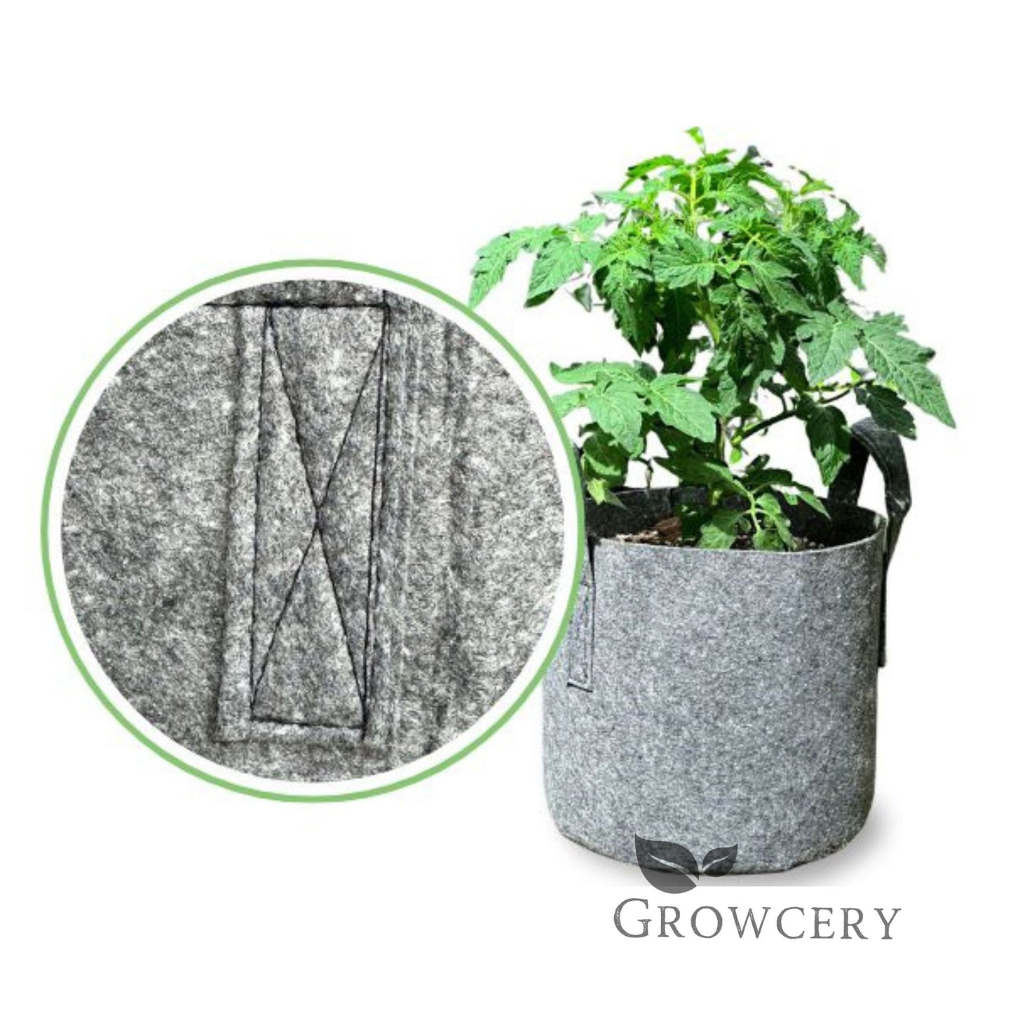 growcery Fabric Grow Bags – Reinforced Double-Stitched Handle for Heavy-Duty Durability