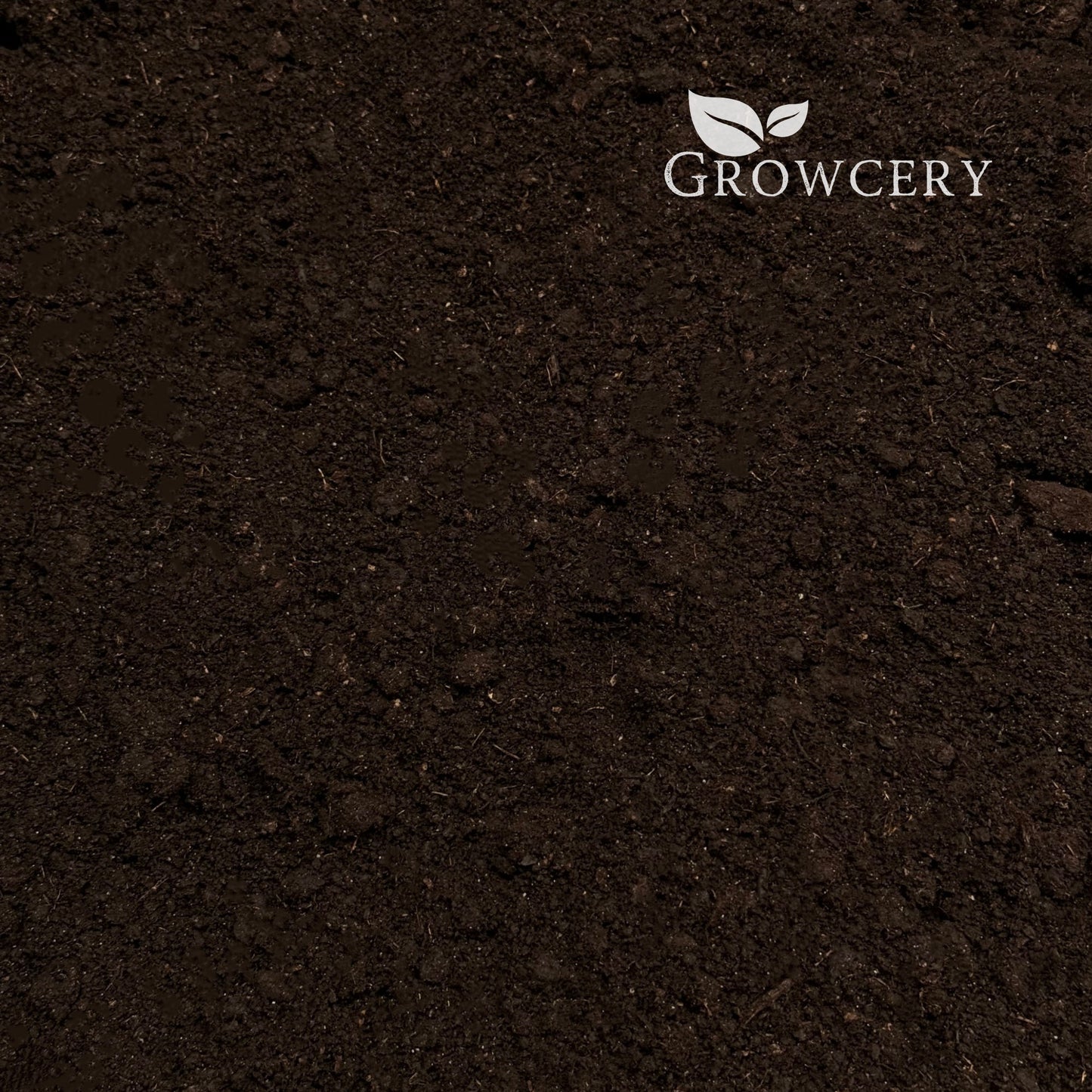 Growcery Worm Castings with 'Growcery' logo with dark, granular texture vermicompost visible in the background