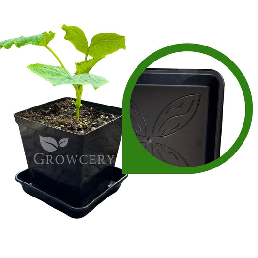 Square plant saucer with detailed bottom texture – high-quality plastic tray supporting square plant pot