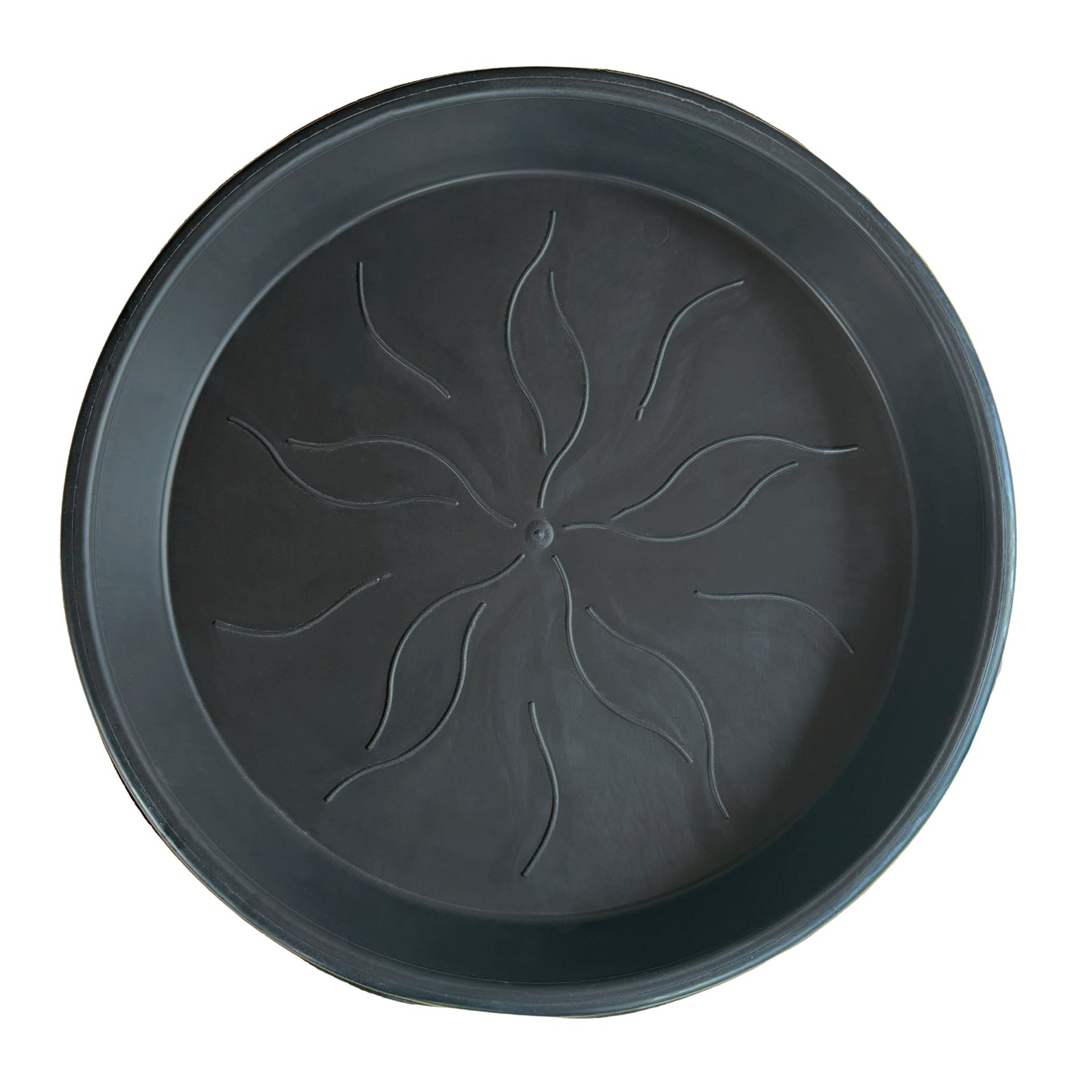 Single 20 cm heavy-duty black plastic round saucer
