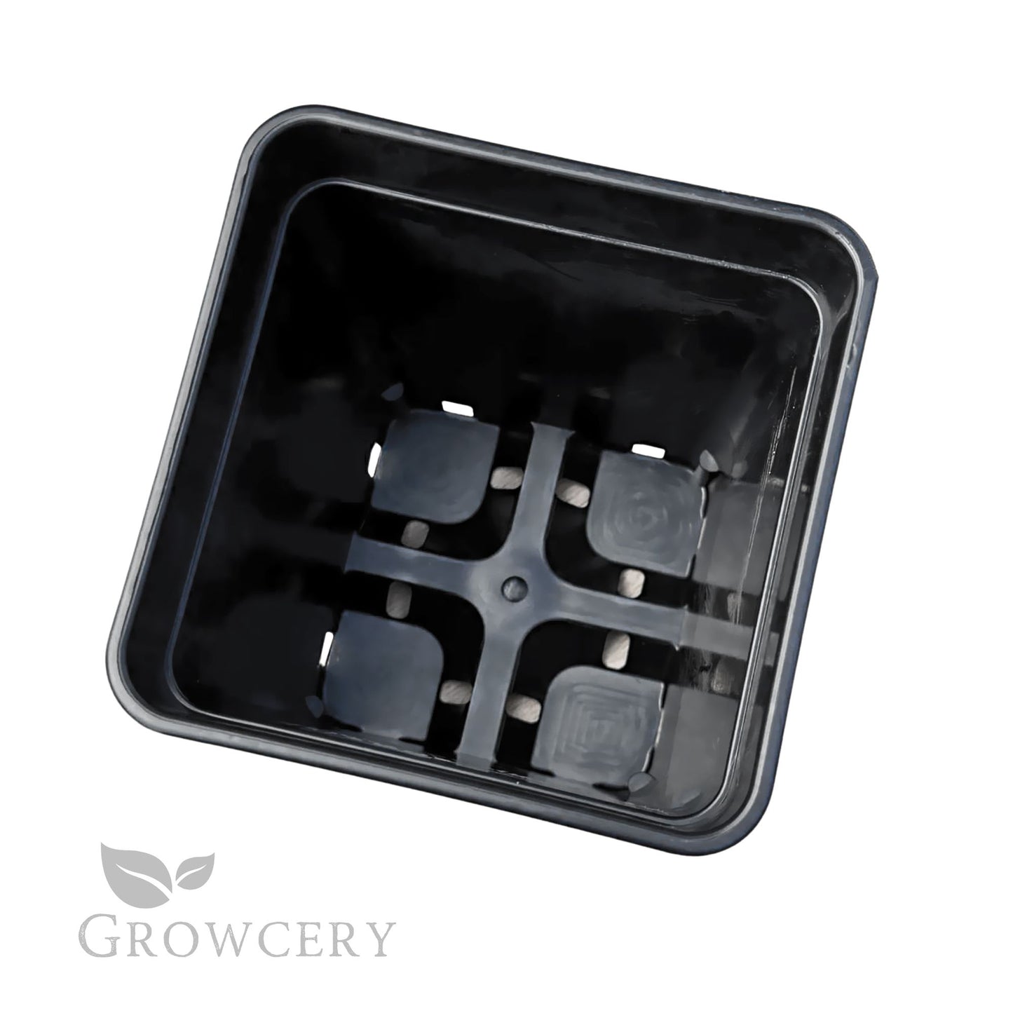 Top view of heavy-duty square pot – internal grid base design for superior drainage and airflow