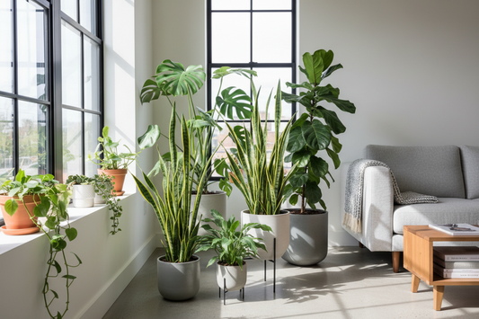 How to improve drainage in plant pots with various houseplants arranged by a sunny window.