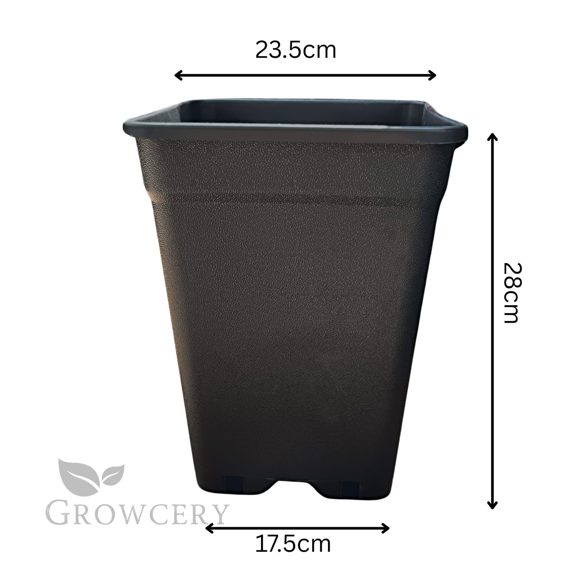 11L square plastic plant pot with 23.5cm width and 28cm height – heavy-duty material for strong root support and easy transplanting