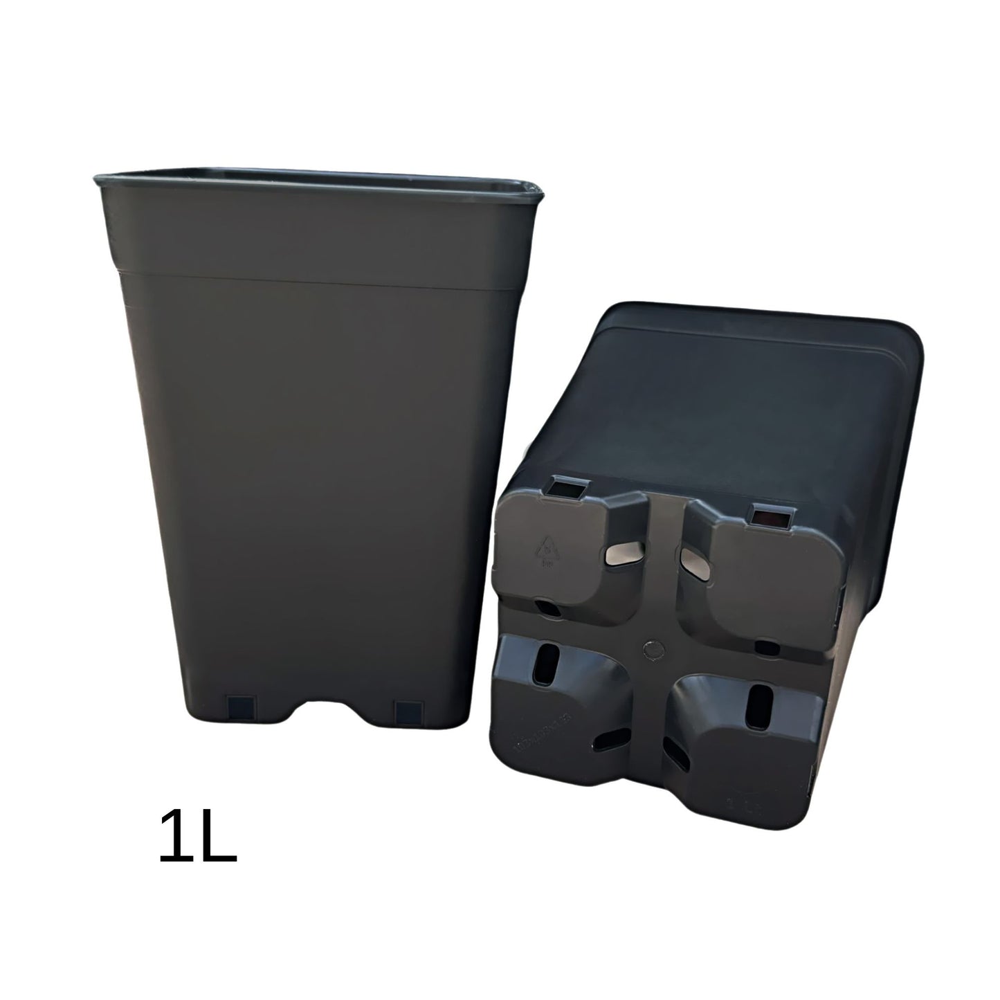1L black plastic square pot – space-saving, tough container perfect for herbs, cuttings, and small plants