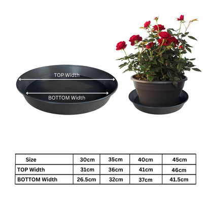 Growcery Plant Pot Saucers 30cm 35cm 40cm 45cm, plant trays for pots, drip tray, flower pot saucers, heavy duty plant pot trays, saucers only, watering trays for plants