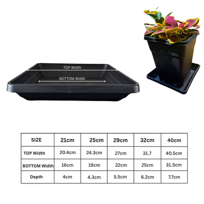 Extra Deep Square Plant Saucers 21cm - 40cm
