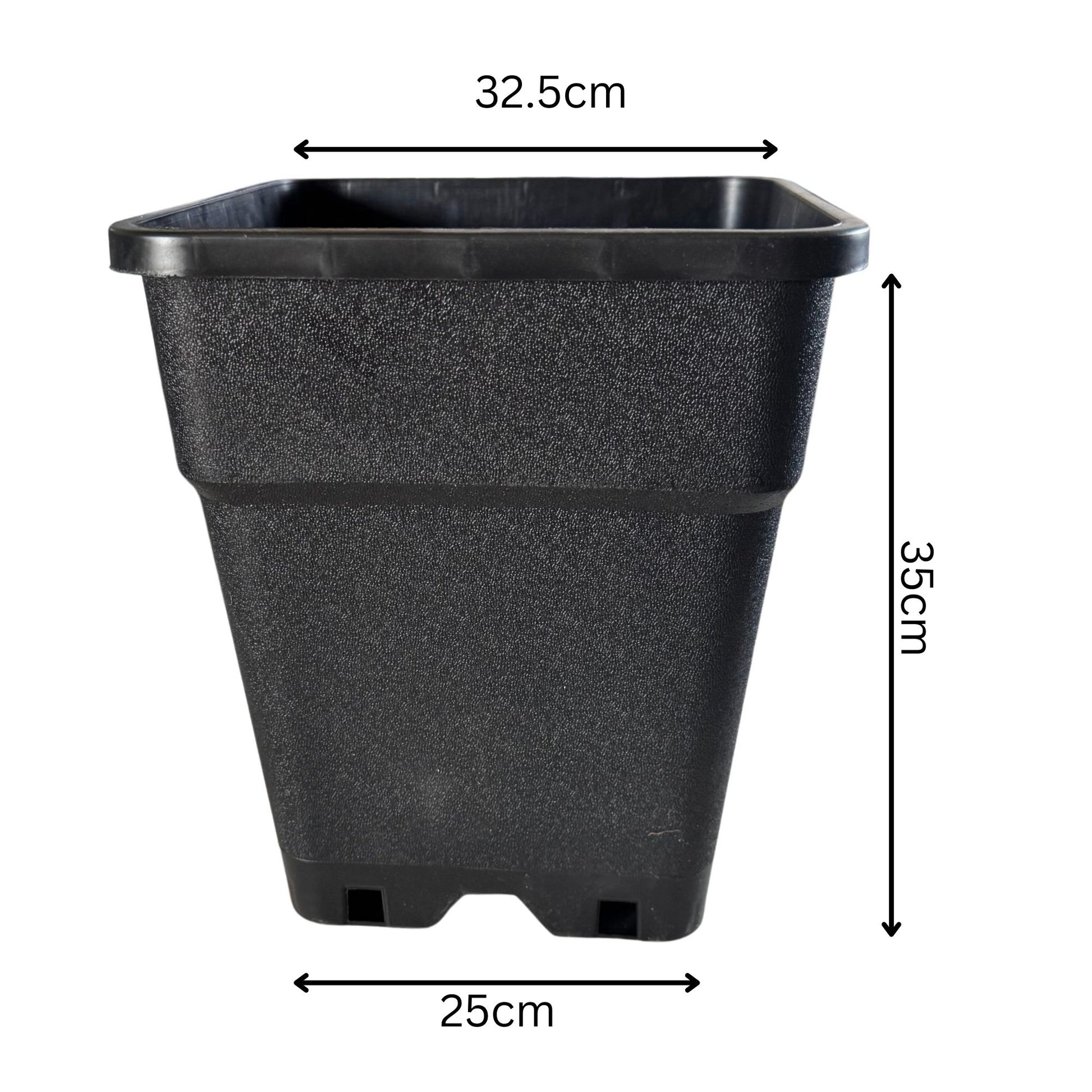 25L square plastic plant pot with 32.5cm width and 35cm height – heavy-duty material for strong root support and easy transplanting