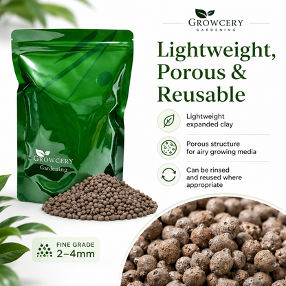 Growcery Rounded Fine Grade LECA Clay Pebbles 2–4mm