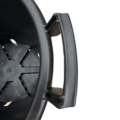 Close-up of reinforced plastic handle on 30L round garden pot – designed for easy lifting and transport