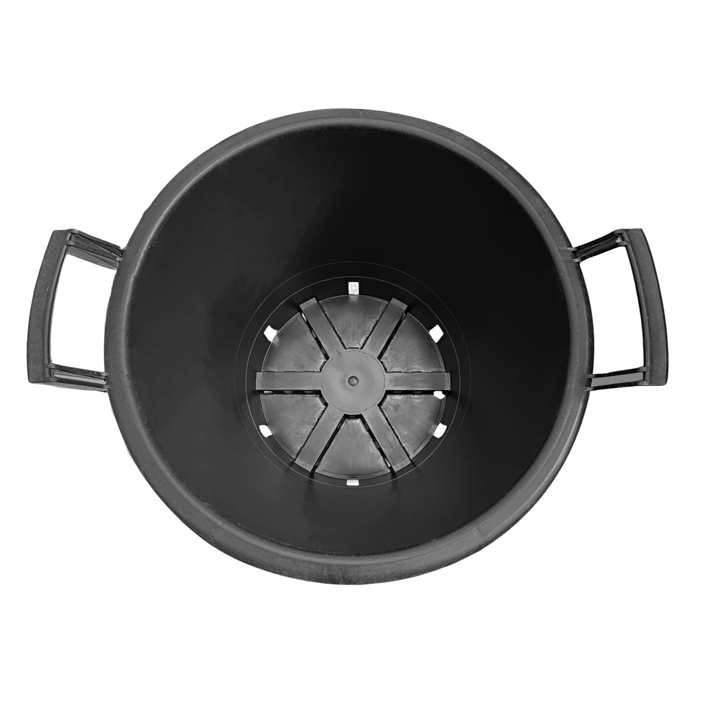 Heavy-duty plastic planting pot – top view showing drainage slots and spacious interior for deep-root root systems