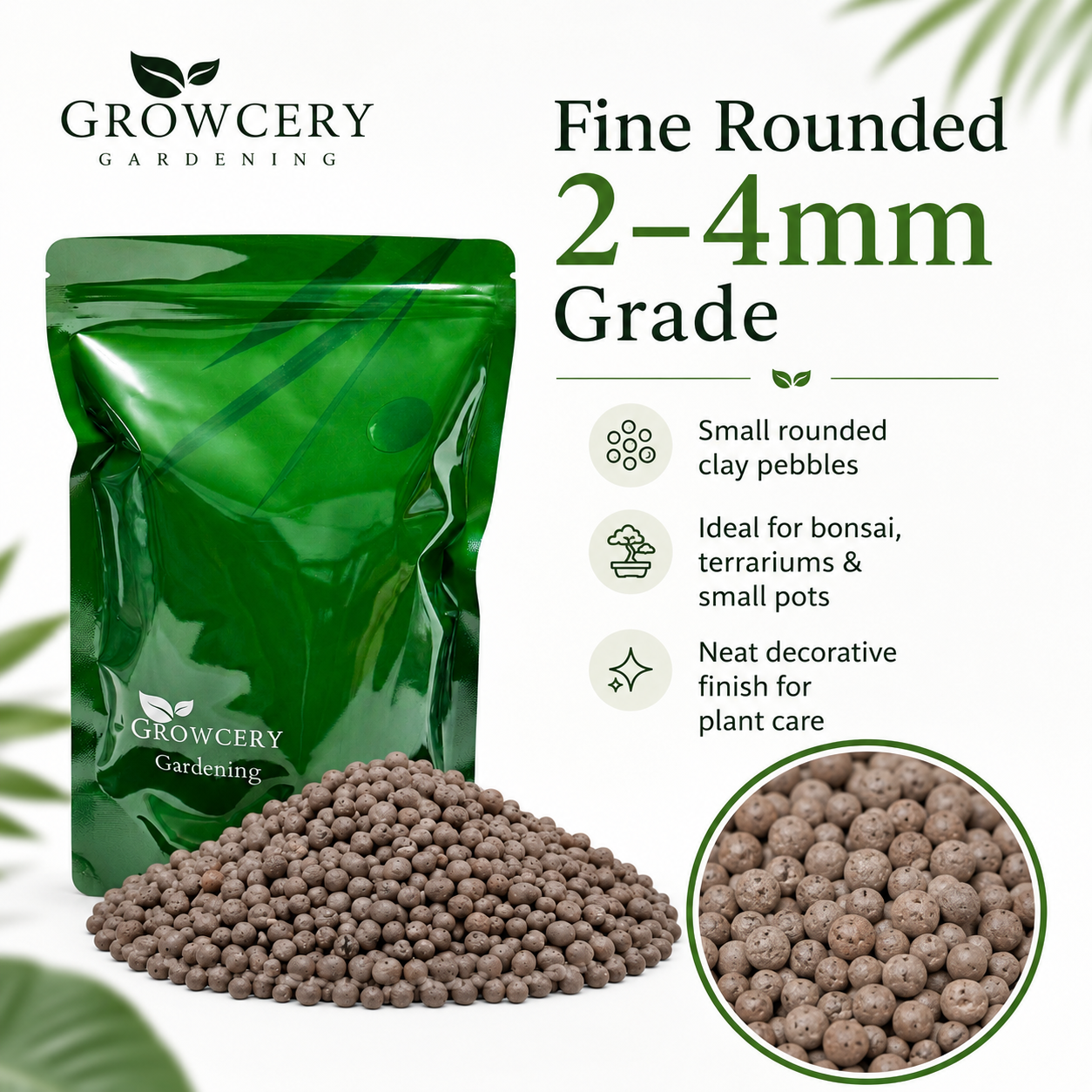 Growcery Rounded Fine Grade LECA Clay Pebbles 2–4mm