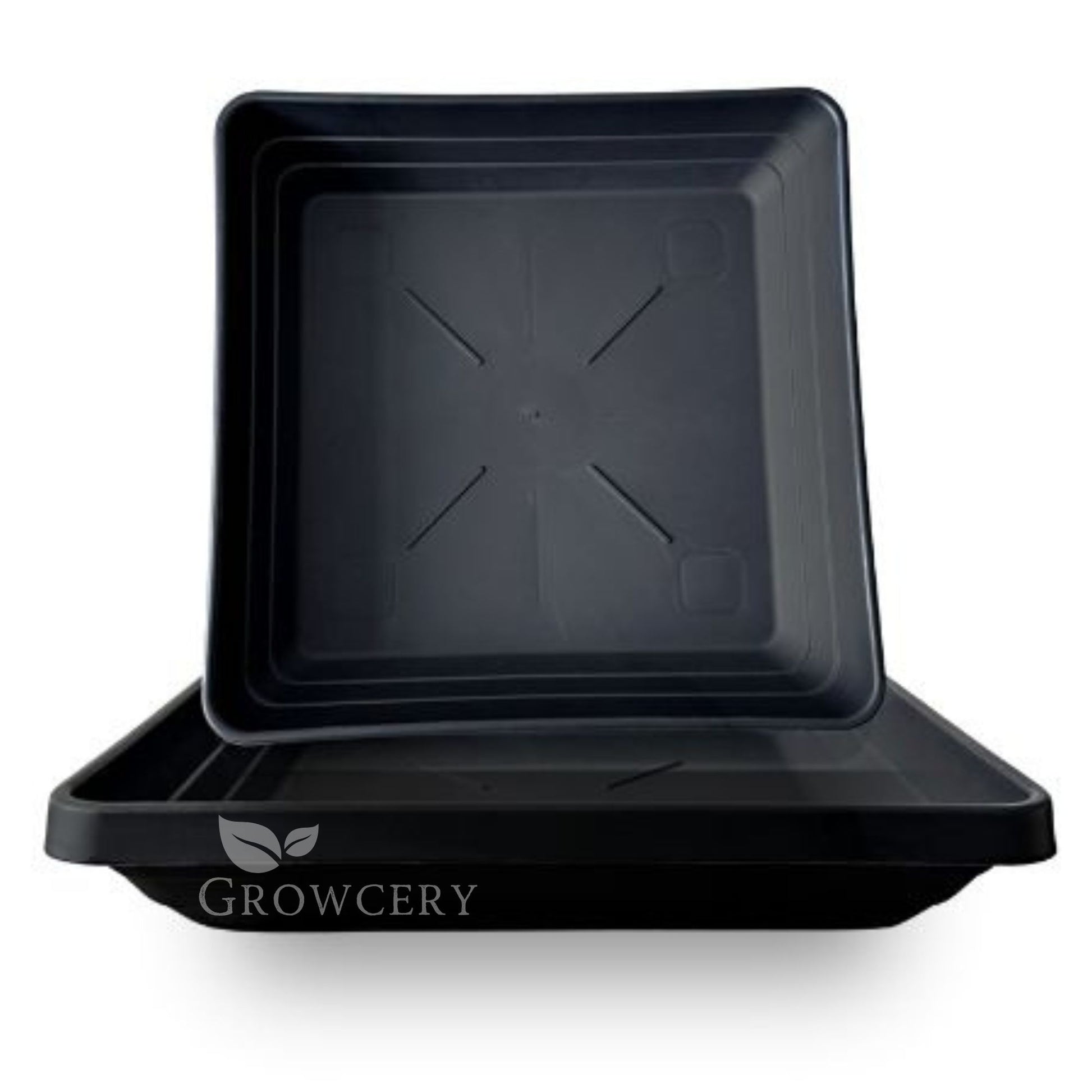 40 cm black square plant pot saucer with raised edges to catch excess water
