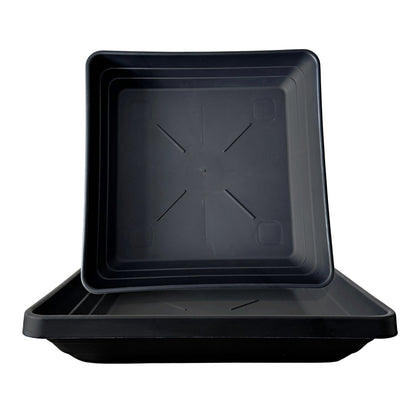 40 cm black square plant pot saucer with raised edges to catch excess water