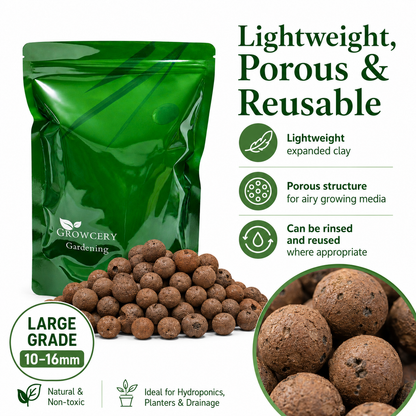 Growcery Lightweight LECA Clay Pebbles 10–16mm