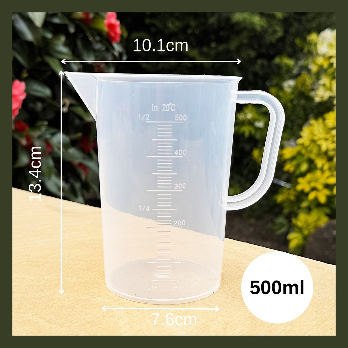 Durable 500 mL BPA-free Tritan measuring jug with easy-pour spout and embossed metric and imperial scale