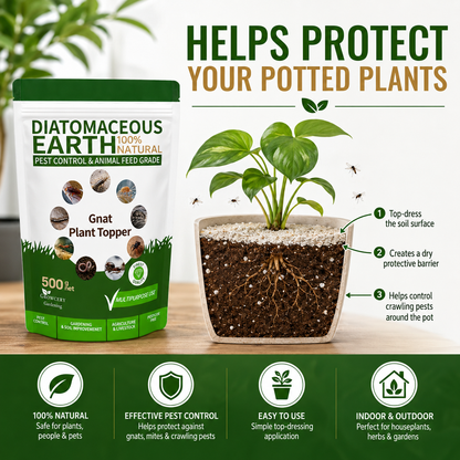 Gnat Plant Topper - Diatomaceous Earth for Indoor Plants
