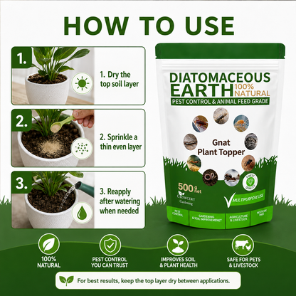Gnat Plant Topper - Diatomaceous Earth for Indoor Plants