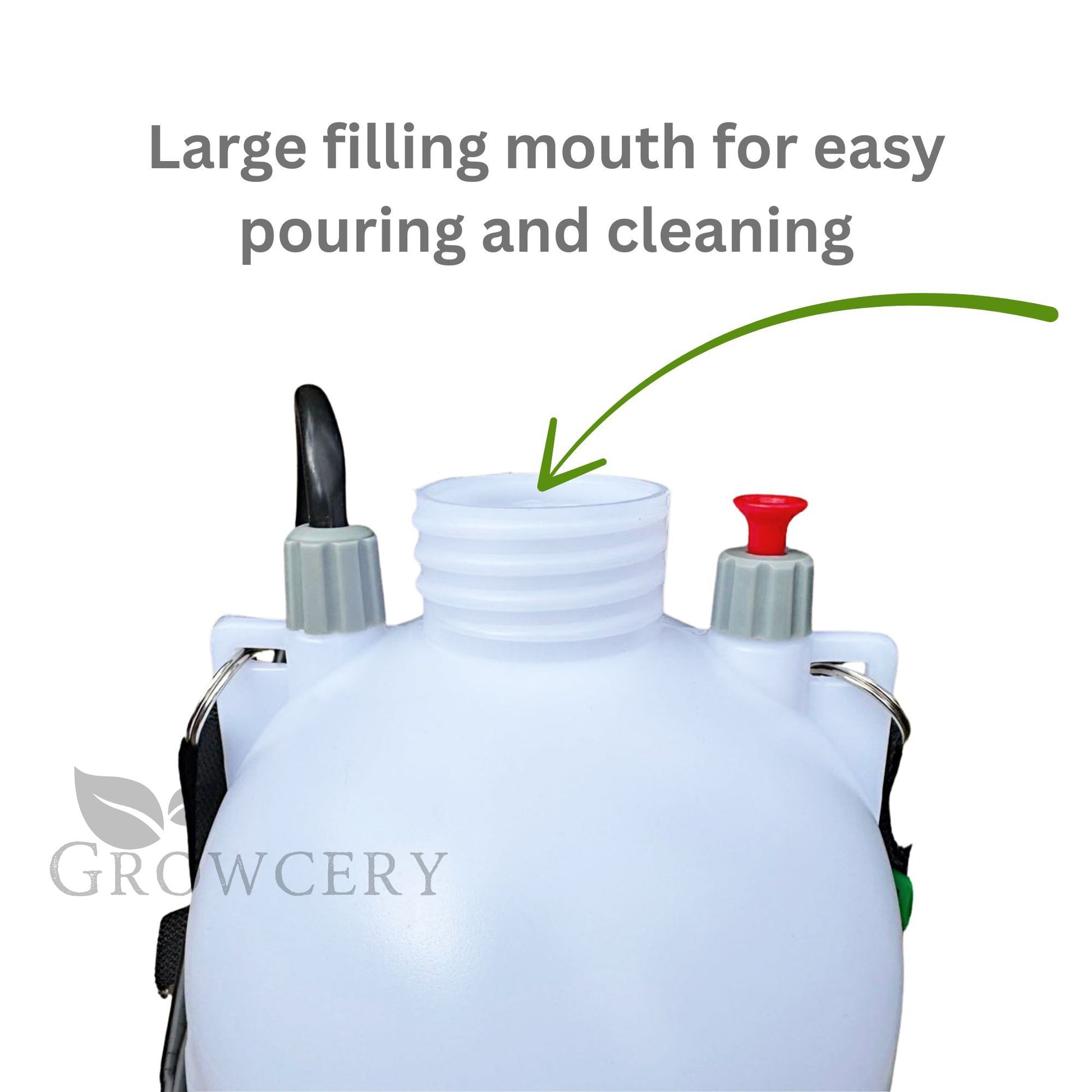 Top-down view of 5 L sprayer’s wide mouth opening for easy filling and cleaning