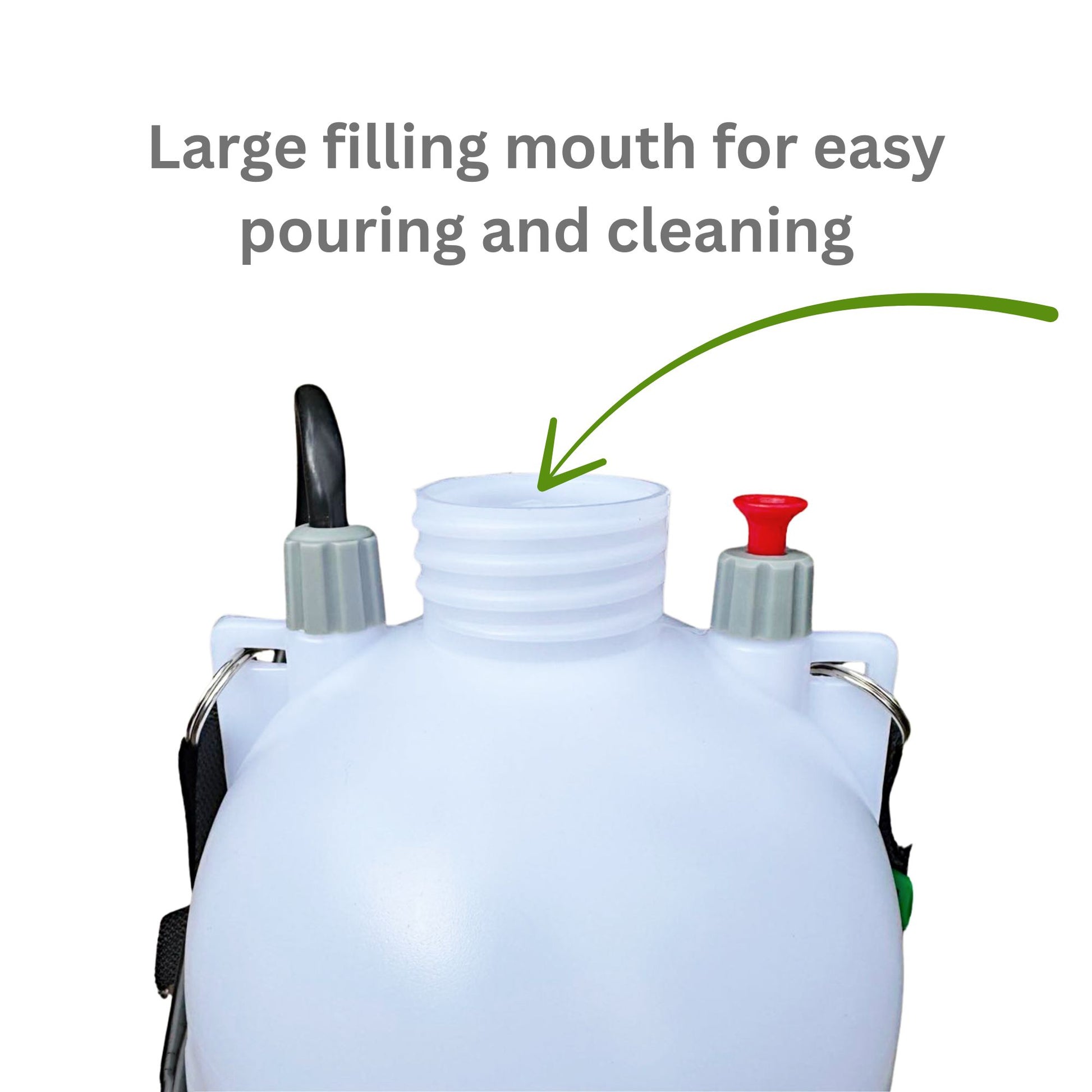 Top-down view of 5 L sprayer’s wide mouth opening for easy filling and cleaning