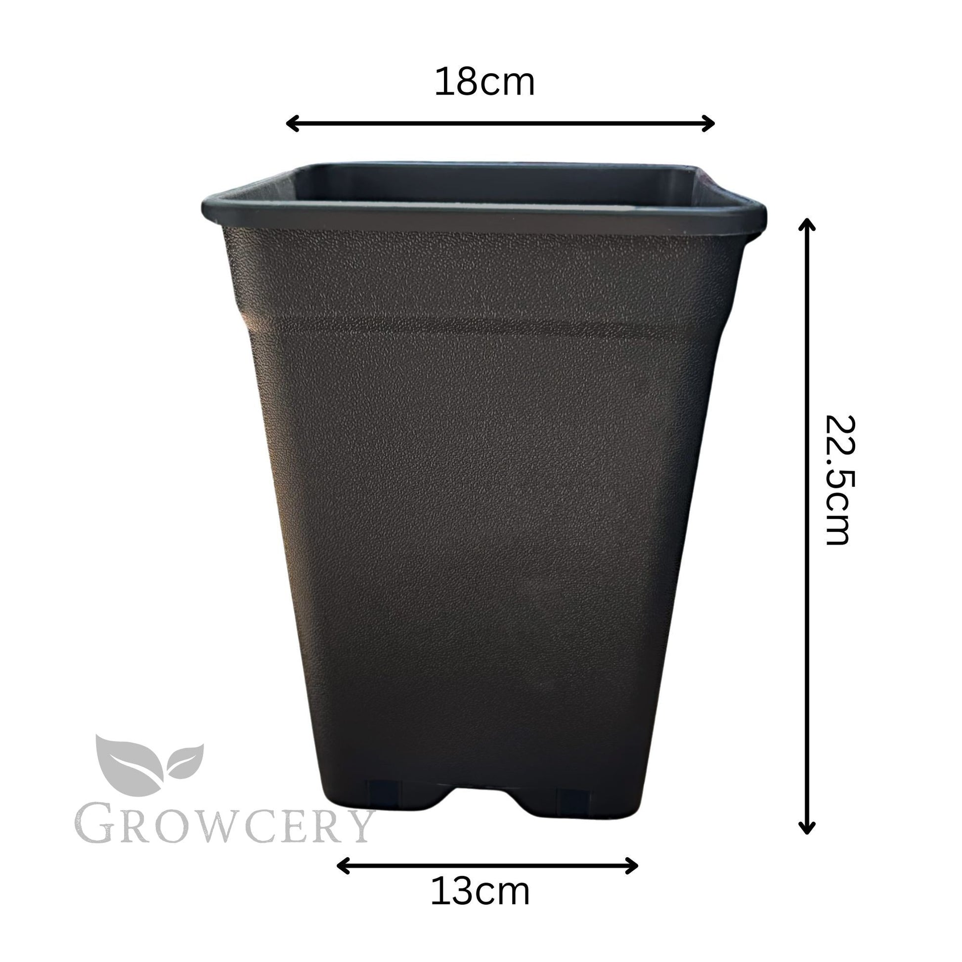 5L square plastic plant pot with 18cm width and 22.5cm height – heavy-duty material for strong root support and easy transplanting