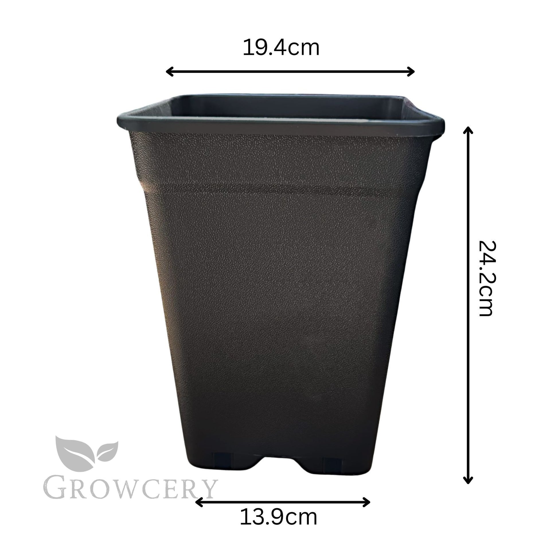6.5L square plastic plant pot with 19.4cm width and 24.2cm height – heavy-duty material for strong root support and easy transplanting