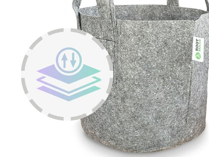 Growcery Grey Fabric Grow Bags – Close-Up of Breathable Nonwoven Fabric for Optimal Root Aeration