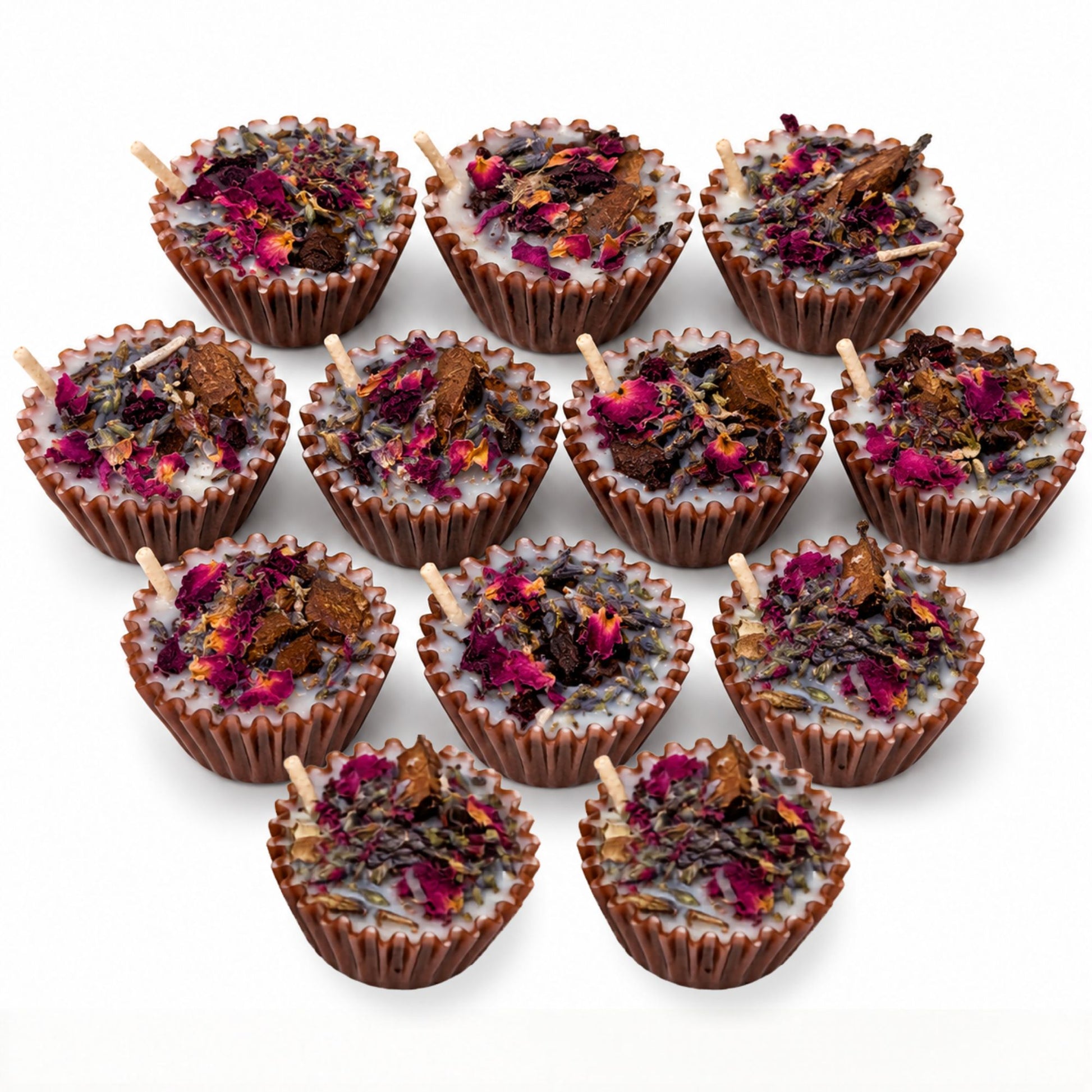 Set of 12 handmade natural  firelighters with soy wax, bark and dried botanicals