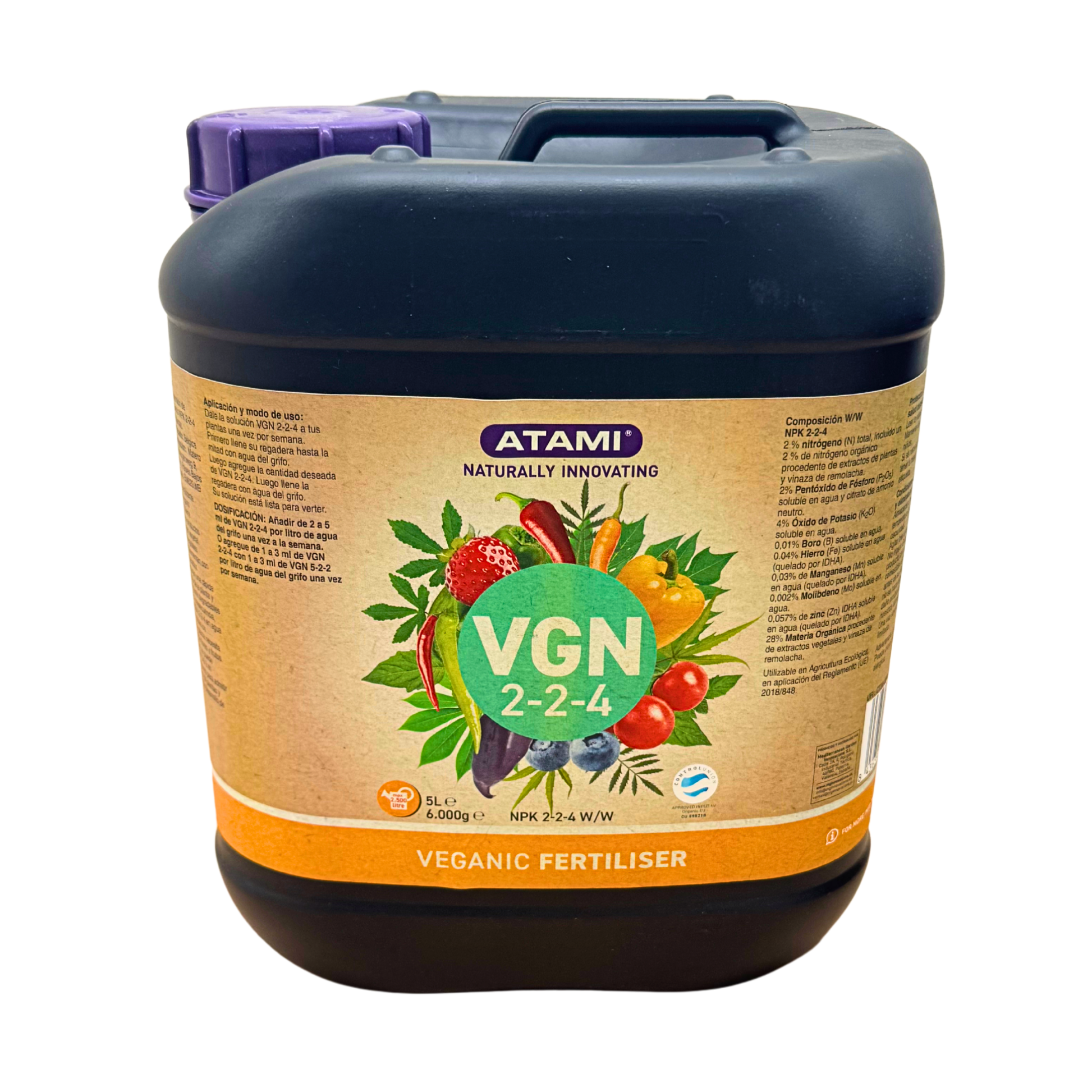 VGN 2-2-4 veganic fertilizer by Atami for strong, healthy plant growth in soil