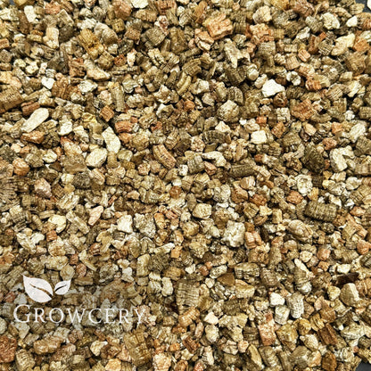 Top view of coarse vermiculite in bulk, perfect for improving aeration in potting medium