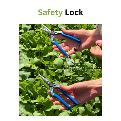 Demonstration of safety lock on Chikamasa T-552 scissors — locked vs. unlocked positions