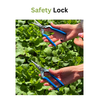 Demonstration of safety lock on Chikamasa T-552 scissors — locked vs. unlocked positions