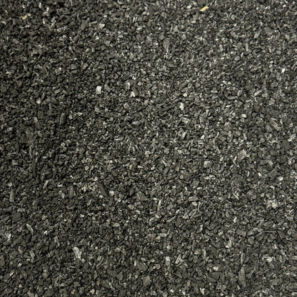 Pure Growcery Activated Biochar in a pile, showing its granular texture for carbon sequestration and toxin reduction in soil.
