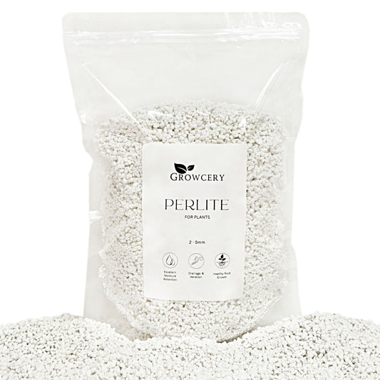 Perlite for plants, horticultural perlite, gardening perlite, soil aeration, seed Resealable pouch of Growcery premium perlite (2–5 mm)
