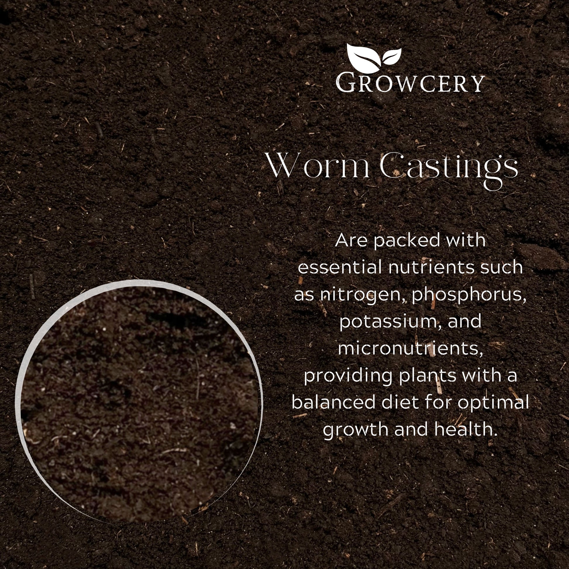 Growcery Worm Castings Fertiliser – Balanced NPK (Nitrogen, Phosphorus, Potassium) & Micronutrients for Optimal Plant Health