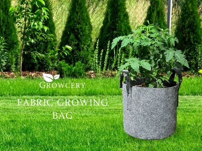 Growcery Fabric Plant Growing Bags, 8L, 12L, 16L, 20L Nonwoven Fabric Breathable Grow Bags Heavy Duty Thickened Root Aeration Garden Pots with Strap Handles, for Flowers and Vegetables