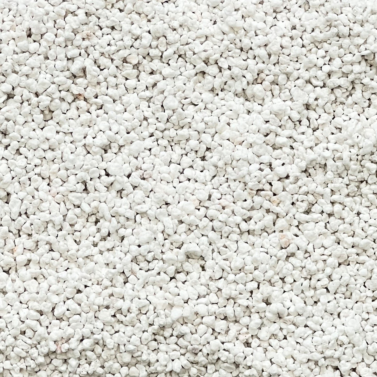Close-up of lightweight horticultural perlite granules showing the 3–5 mm particle size.