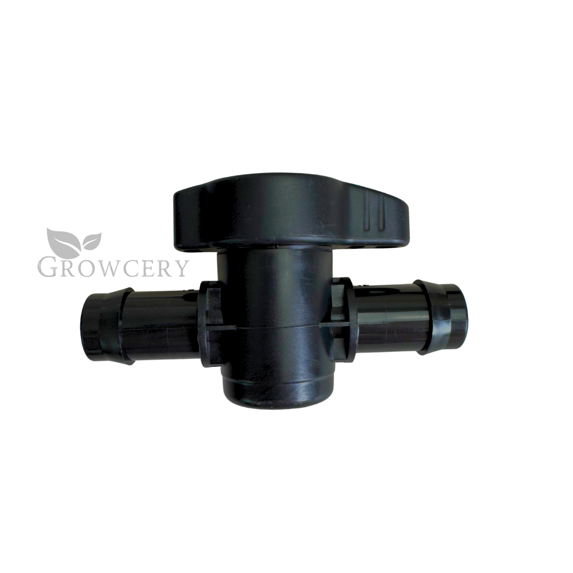 Black inline tap valve for irrigation tubing connection
