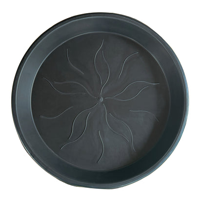 Single 20 cm heavy-duty black plastic round saucer