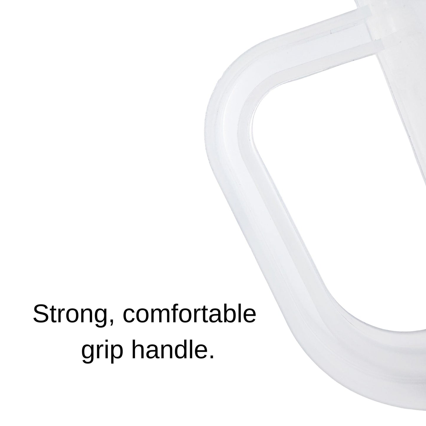 Ergonomic handle of plastic measuring jug – strong and comfortable grip for easy pouring