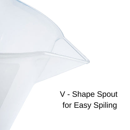 V-shaped spout of plastic measuring jug – precise and spill-free pouring feature