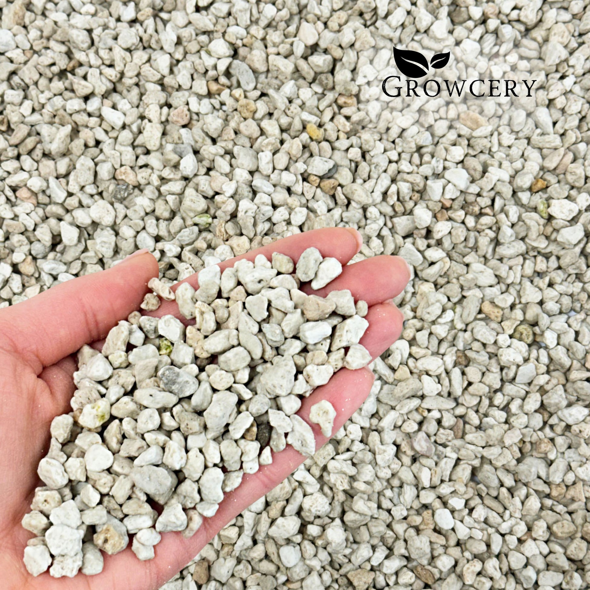 Perlite for plants Perlite for plant pots Pumice for plants Pumice for bonsai Handful of plain 3–8 mm volcanic pumice granules over pile